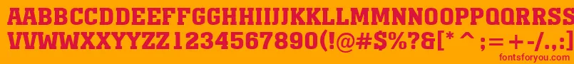 AMonumentotitulBold-Schriftart – Rote Schriften auf orangefarbenem Hintergrund