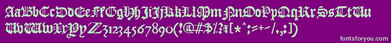 フォントJslBlackletter – 紫の背景に緑のフォント