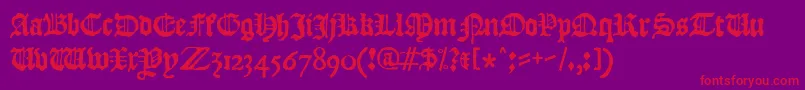 JslBlackletter-Schriftart – Rote Schriften auf violettem Hintergrund