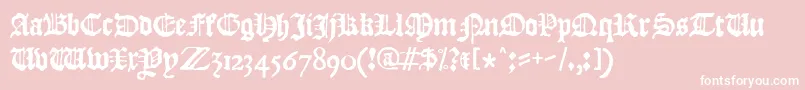 JslBlackletter-fontti – valkoiset fontit vaaleanpunaisella taustalla
