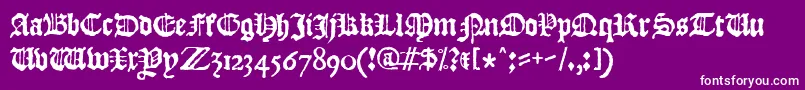 JslBlackletter-fontti – valkoiset fontit violetilla taustalla