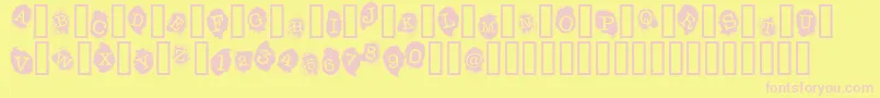 FingerprintsInside-fontti – vaaleanpunaiset fontit keltaisella taustalla