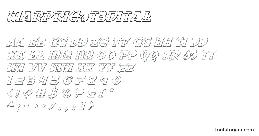 A fonte Warpriest3Dital – alfabeto, números, caracteres especiais