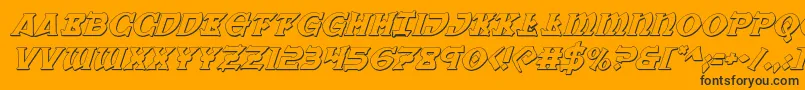 Warpriest3Dital-Schriftart – Schwarze Schriften auf orangefarbenem Hintergrund