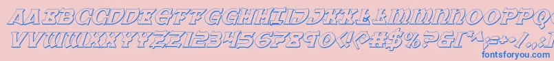 Warpriest3Dital-Schriftart – Blaue Schriften auf rosa Hintergrund