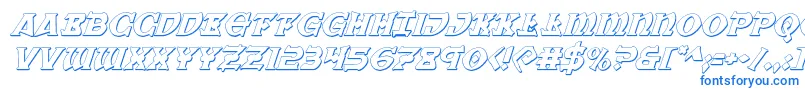 Warpriest3Dital-Schriftart – Blaue Schriften auf weißem Hintergrund