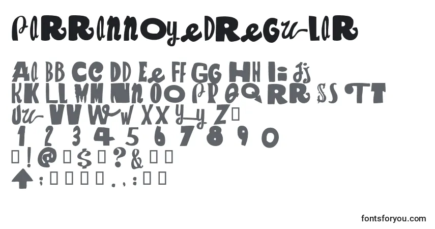 A fonte ParrannoyedRegular – alfabeto, números, caracteres especiais
