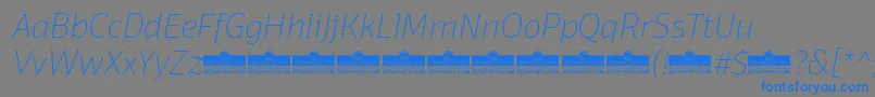 DomotikaThinItalicTrial-Schriftart – Blaue Schriften auf grauem Hintergrund