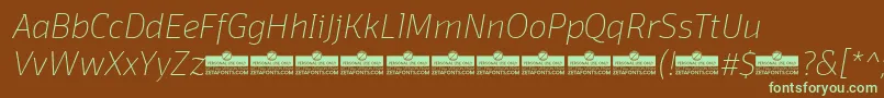 DomotikaThinItalicTrial-fontti – vihreät fontit ruskealla taustalla