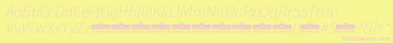 Шрифт DomotikaThinItalicTrial – розовые шрифты на жёлтом фоне
