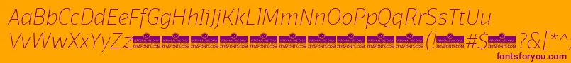 フォントDomotikaThinItalicTrial – オレンジの背景に紫のフォント