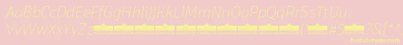 DomotikaThinItalicTrial-Schriftart – Gelbe Schriften auf rosa Hintergrund