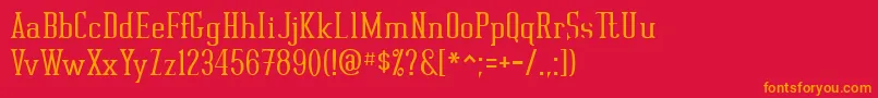 フォントRutager – 赤い背景にオレンジの文字