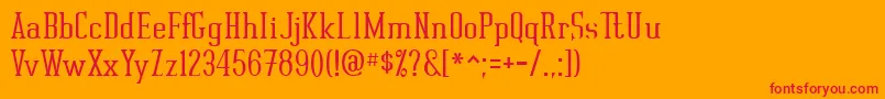 フォントRutager – オレンジの背景に赤い文字