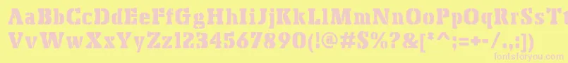 BoskoStencil-Schriftart – Rosa Schriften auf gelbem Hintergrund