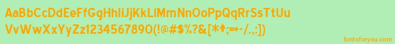 フォントBluebold – オレンジの文字が緑の背景にあります。