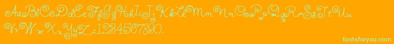 HffWhirlyWhorl-Schriftart – Grüne Schriften auf orangefarbenem Hintergrund