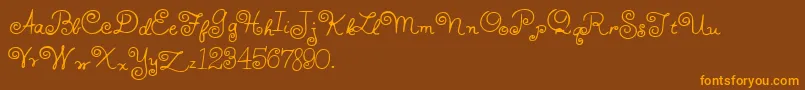 HffWhirlyWhorl-Schriftart – Orangefarbene Schriften auf braunem Hintergrund