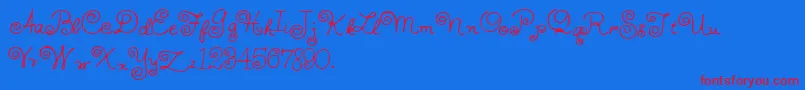 HffWhirlyWhorl-Schriftart – Rote Schriften auf blauem Hintergrund