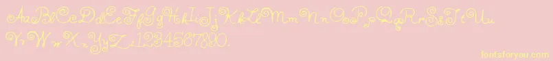 HffWhirlyWhorl-Schriftart – Gelbe Schriften auf rosa Hintergrund