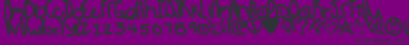 Pow-Schriftart – Schwarze Schriften auf violettem Hintergrund