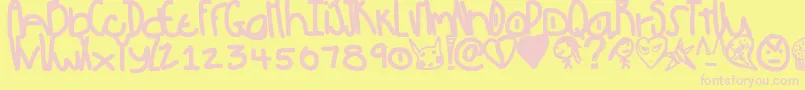 Czcionka Pow – różowe czcionki na żółtym tle