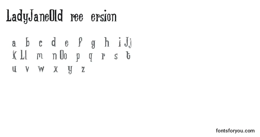Czcionka LadyJaneOldFreeVersion – alfabet, cyfry, specjalne znaki