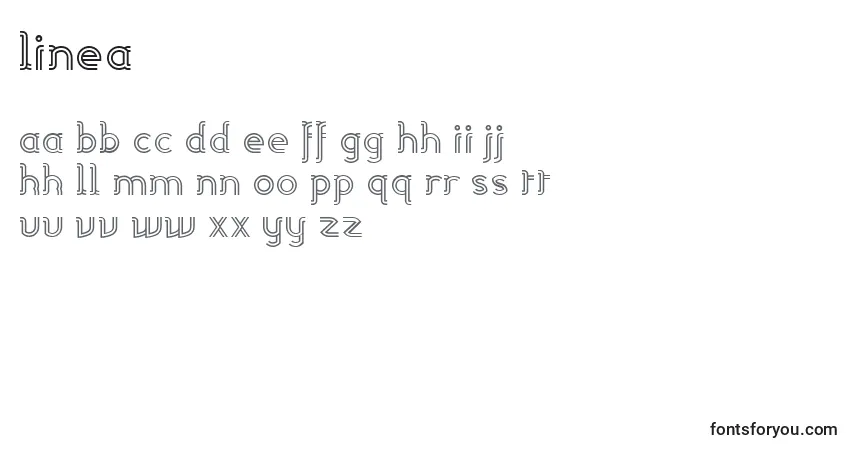 Linea01-fontti – aakkoset, numerot, erikoismerkit