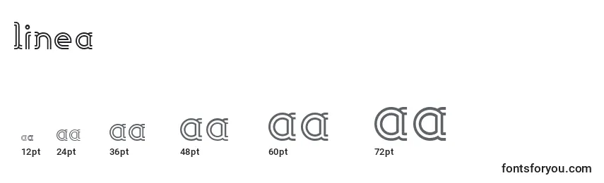 Размеры шрифта Linea01