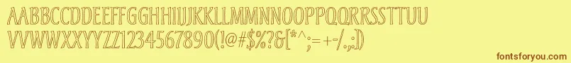 フォントAndreasstd – 茶色の文字が黄色の背景にあります。