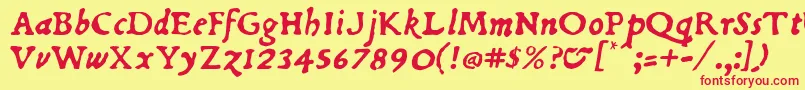 DuBellayItalic Font – Red Fonts on Yellow Background