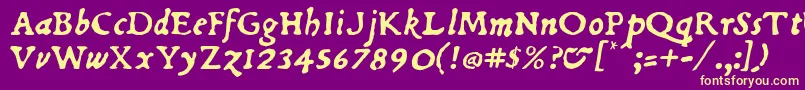 DuBellayItalic-Schriftart – Gelbe Schriften auf violettem Hintergrund