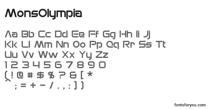 Czcionka MonsOlympia – alfabet, cyfry, specjalne znaki