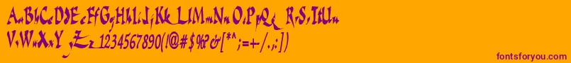 FateRegular-Schriftart – Violette Schriften auf orangefarbenem Hintergrund