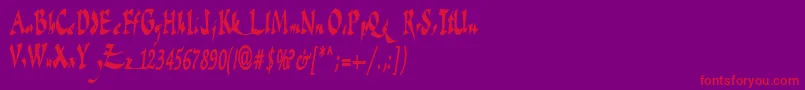 FateRegular-Schriftart – Rote Schriften auf violettem Hintergrund