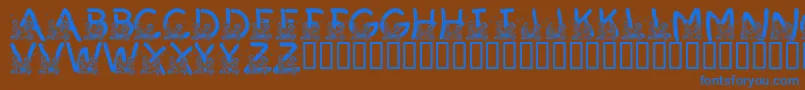 LmsSummerCampLove-Schriftart – Blaue Schriften auf braunem Hintergrund