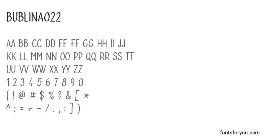 A fonte Bublina022 – alfabeto, números, caracteres especiais