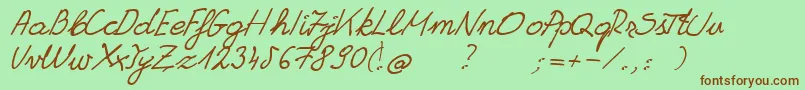 Шрифт GrannysHandwriting – коричневые шрифты на зелёном фоне