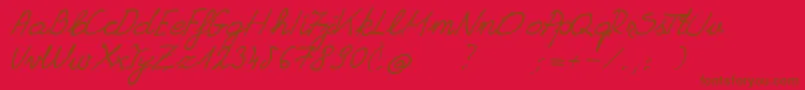 GrannysHandwriting Font – Brown Fonts on Red Background