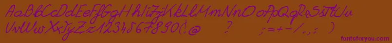 GrannysHandwriting Font – Purple Fonts on Brown Background