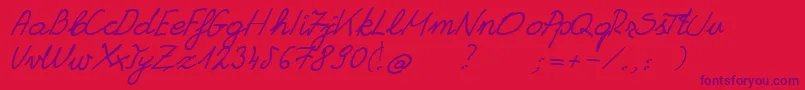 GrannysHandwriting Font – Purple Fonts on Red Background