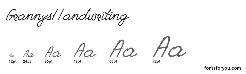 GrannysHandwriting Font Sizes