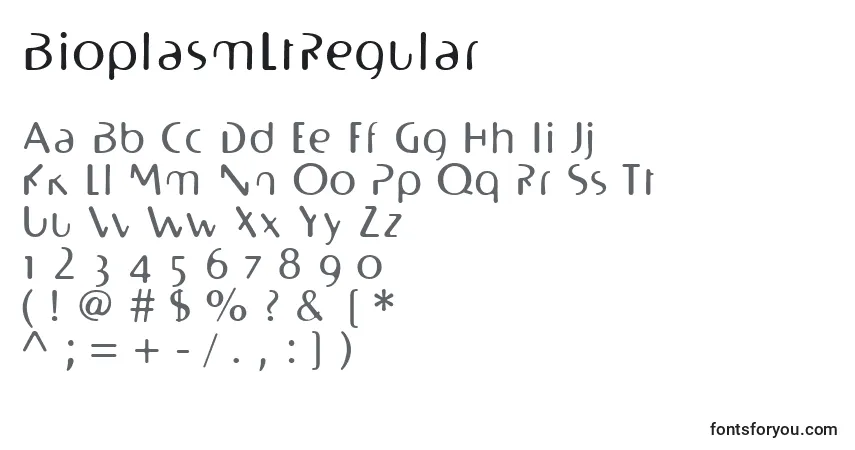 Шрифт BioplasmLtRegular – алфавит, цифры, специальные символы