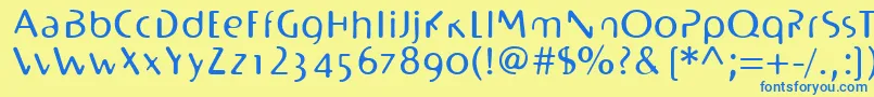 フォントBioplasmLtRegular – 青い文字が黄色の背景にあります。