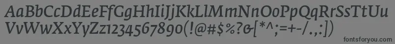 Czcionka FedraserifaproNormalitalic – czarne czcionki na szarym tle