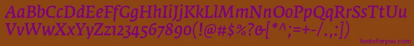 FedraserifaproNormalitalic Font – Purple Fonts on Brown Background