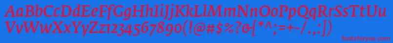 FedraserifaproNormalitalic Font – Red Fonts on Blue Background