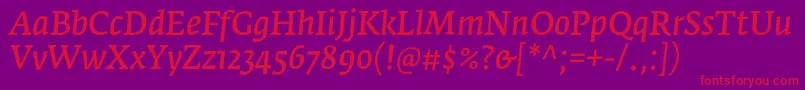 FedraserifaproNormalitalic Font – Red Fonts on Purple Background