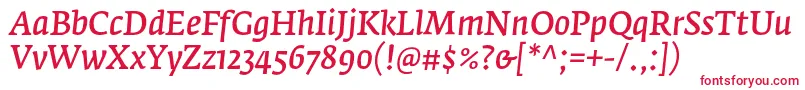 フォントFedraserifaproNormalitalic – 白い背景に赤い文字
