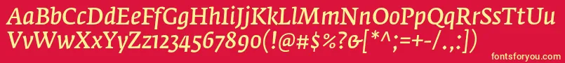 FedraserifaproNormalitalic Font – Yellow Fonts on Red Background